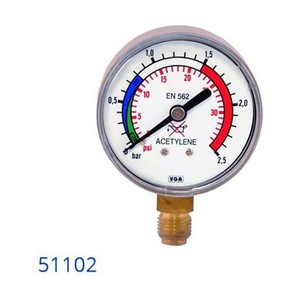 Yıldız 51102 Basınç Gösterge Manometresi Asetilen 1,5 Bar (kadran Sonu 2.5 Bar)