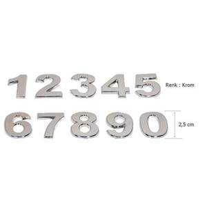 Yapışkan No 9 Kapı Numarası 25 Mm Krom